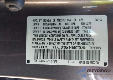 2013 Honda Cr-V Ex from USA, damaged, VIN 3CZRM3H56DG706270